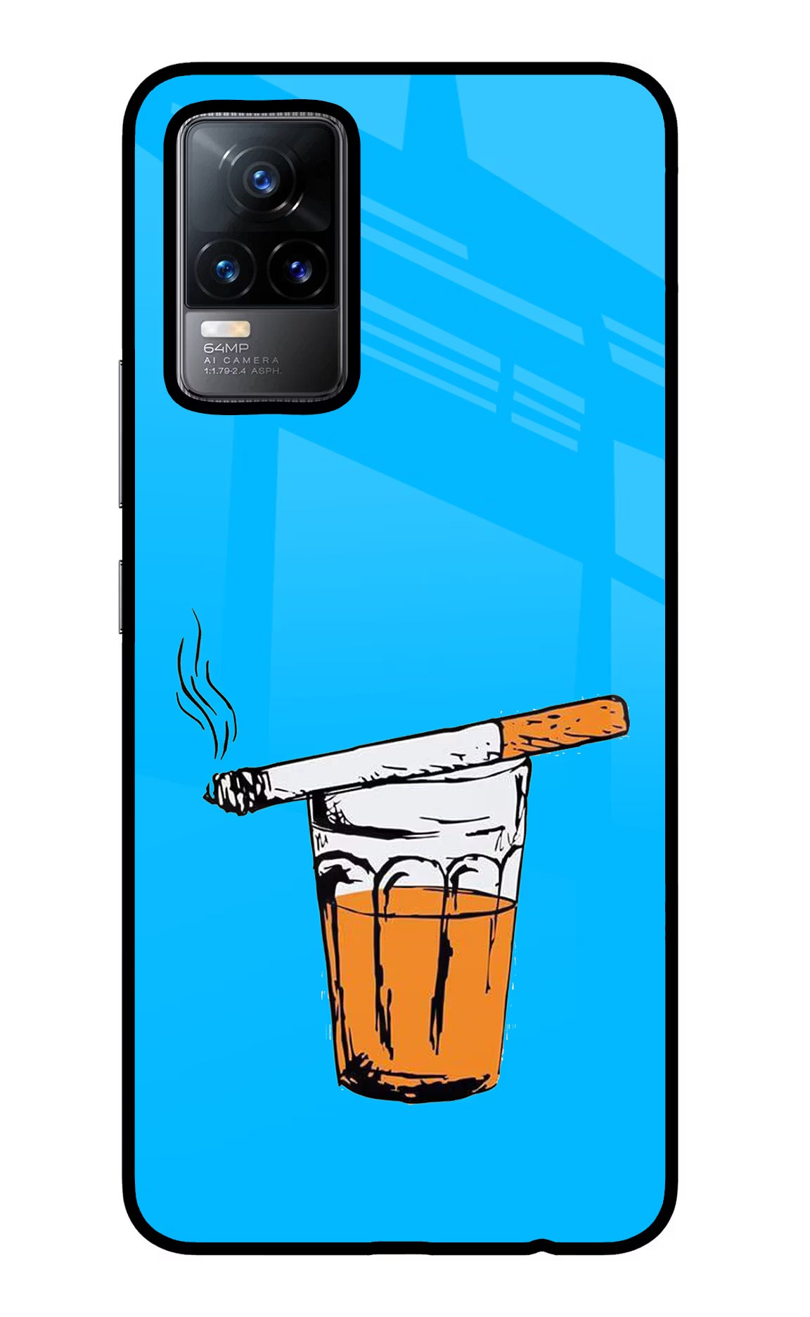 Chai Sutta Vivo Y73/V21E 4G Glass Case Back Cover by Casekaro