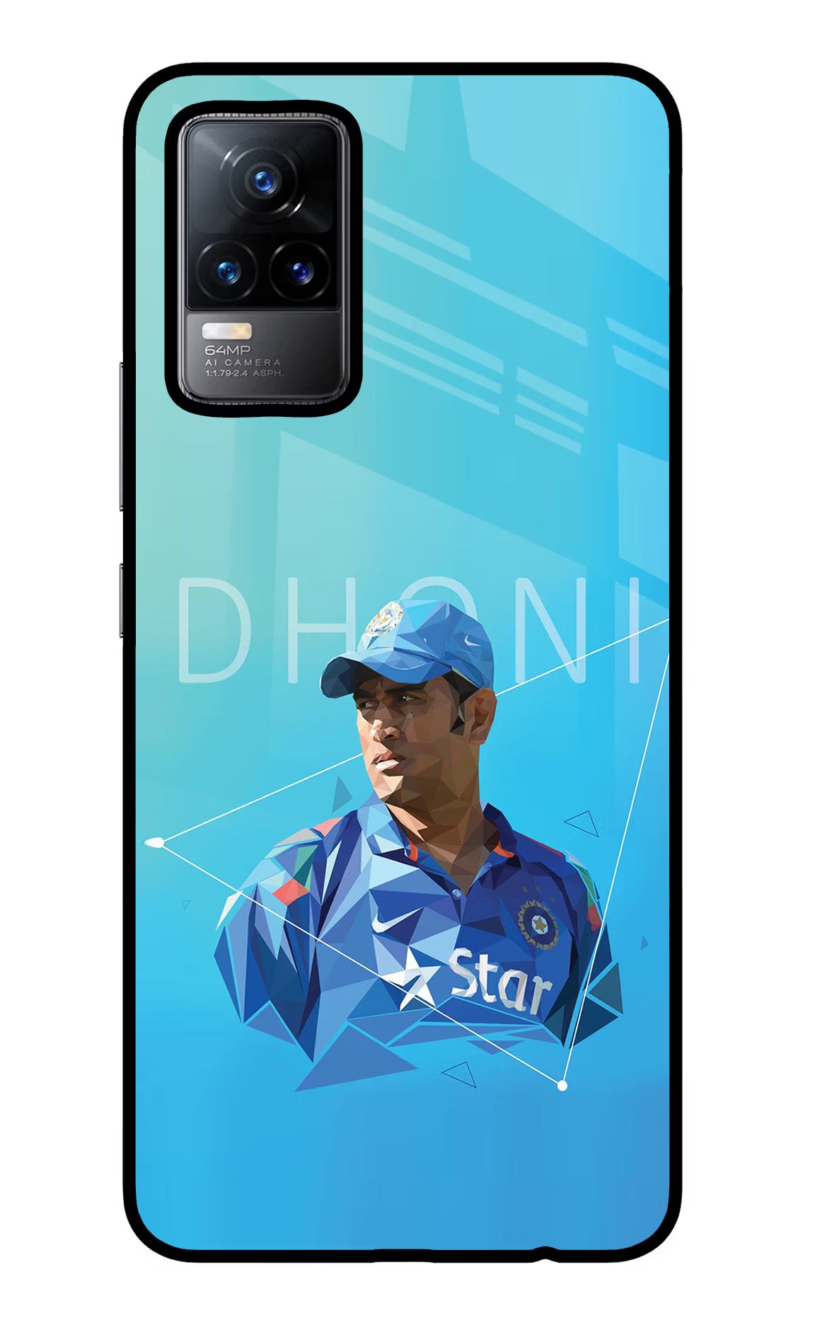 Dhoni Artwork Vivo Y73/V21E 4G Glass Case Back Cover by Casekaro