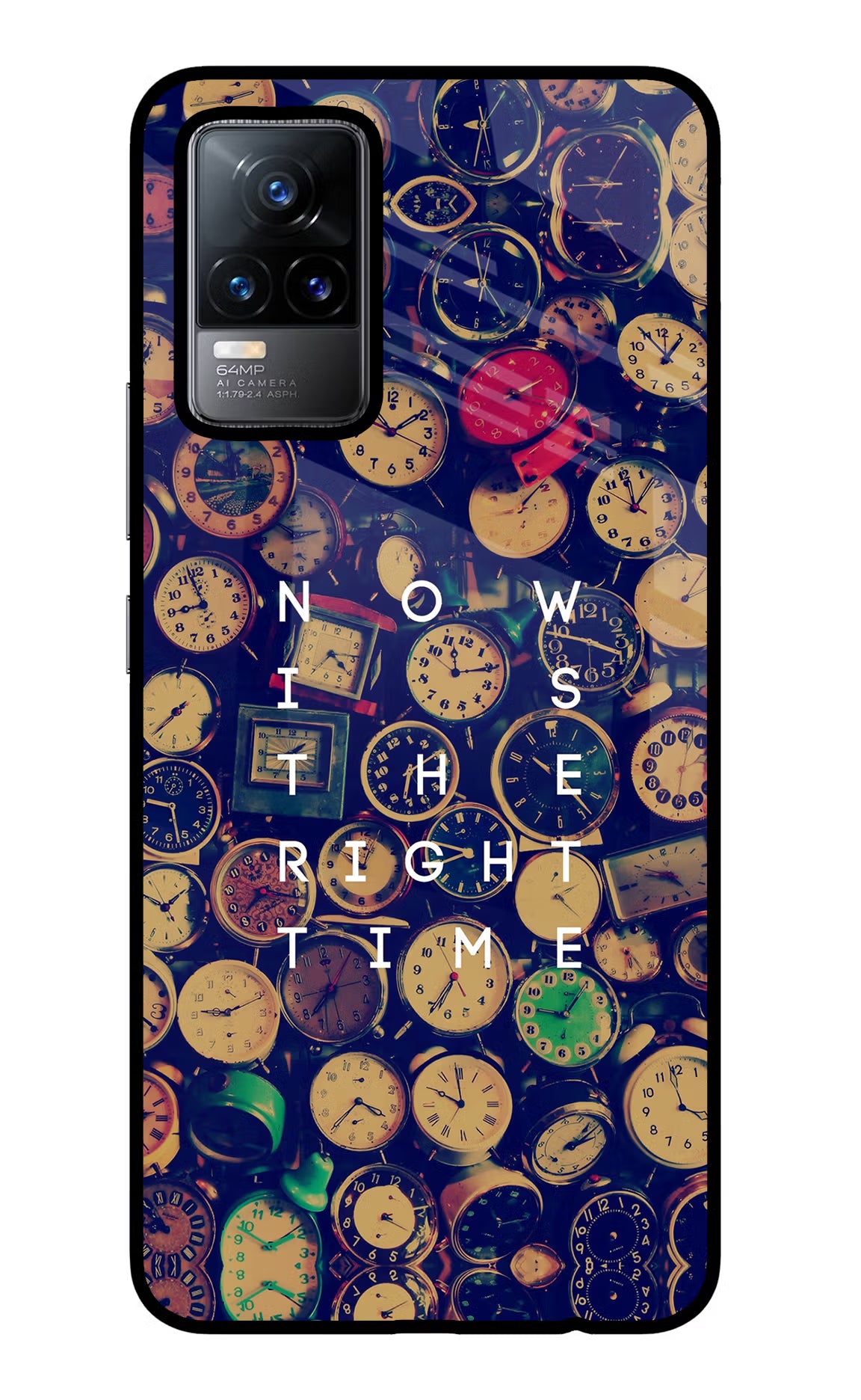 Now is the Right Time Quote Vivo Y73/V21E 4G Glass Case Back Cover by Casekaro