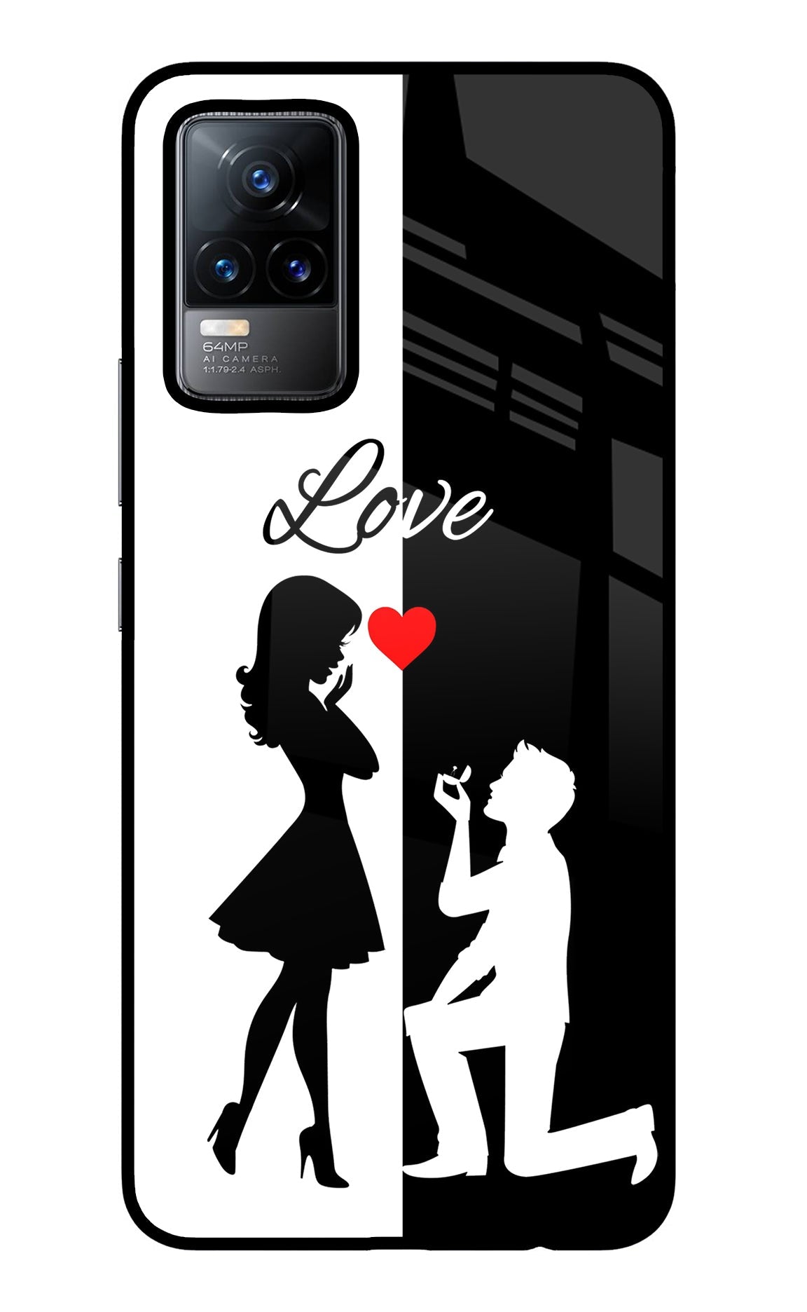 Love Propose Black And White Vivo Y73/V21E 4G Glass Case