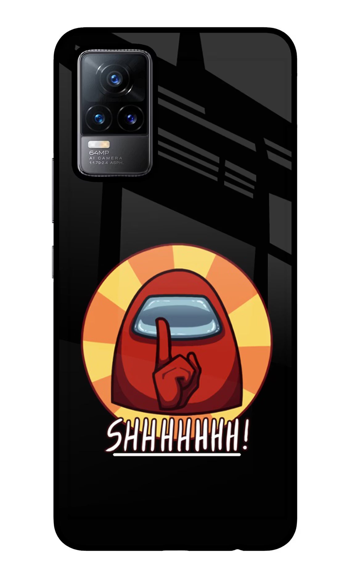 Among Us Shhh! Vivo Y73/V21E 4G Glass Case Back Cover by Casekaro