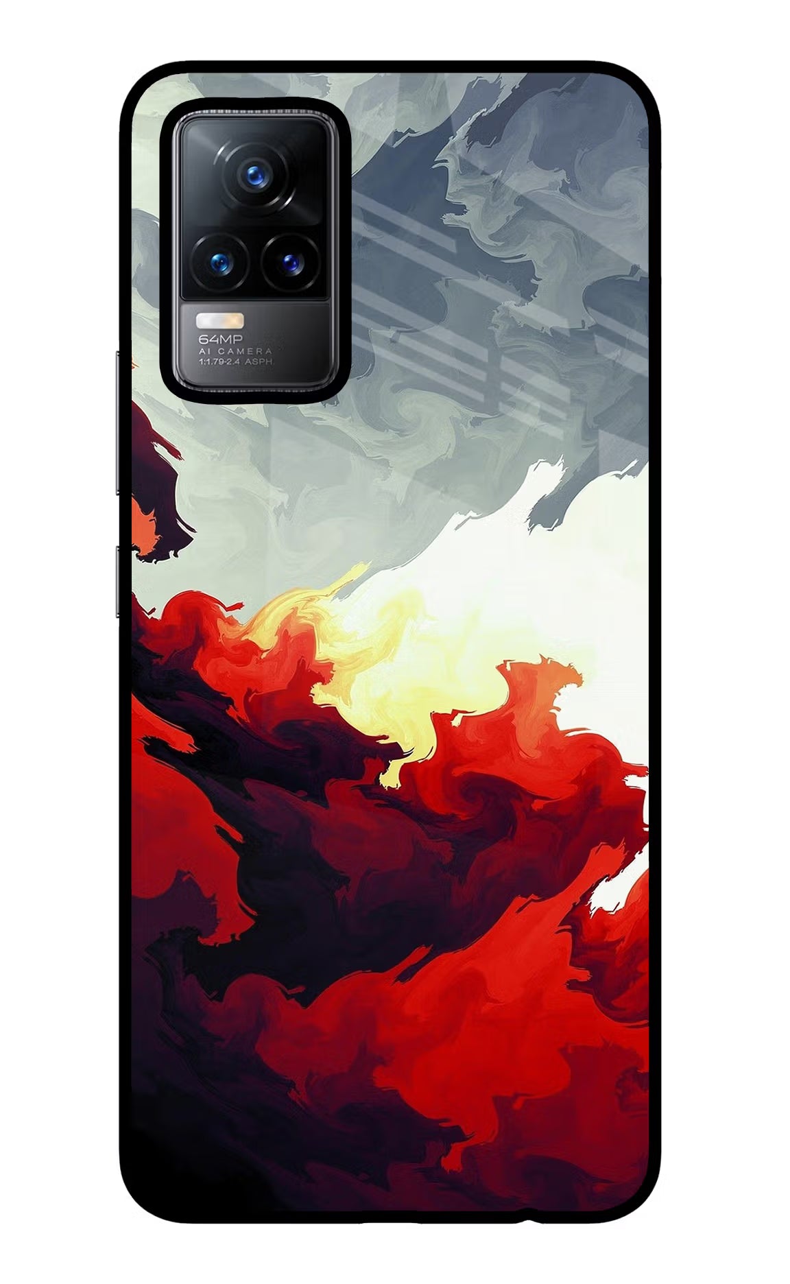 Fire Cloud Vivo Y73/V21E 4G Glass Case Back Cover by Casekaro