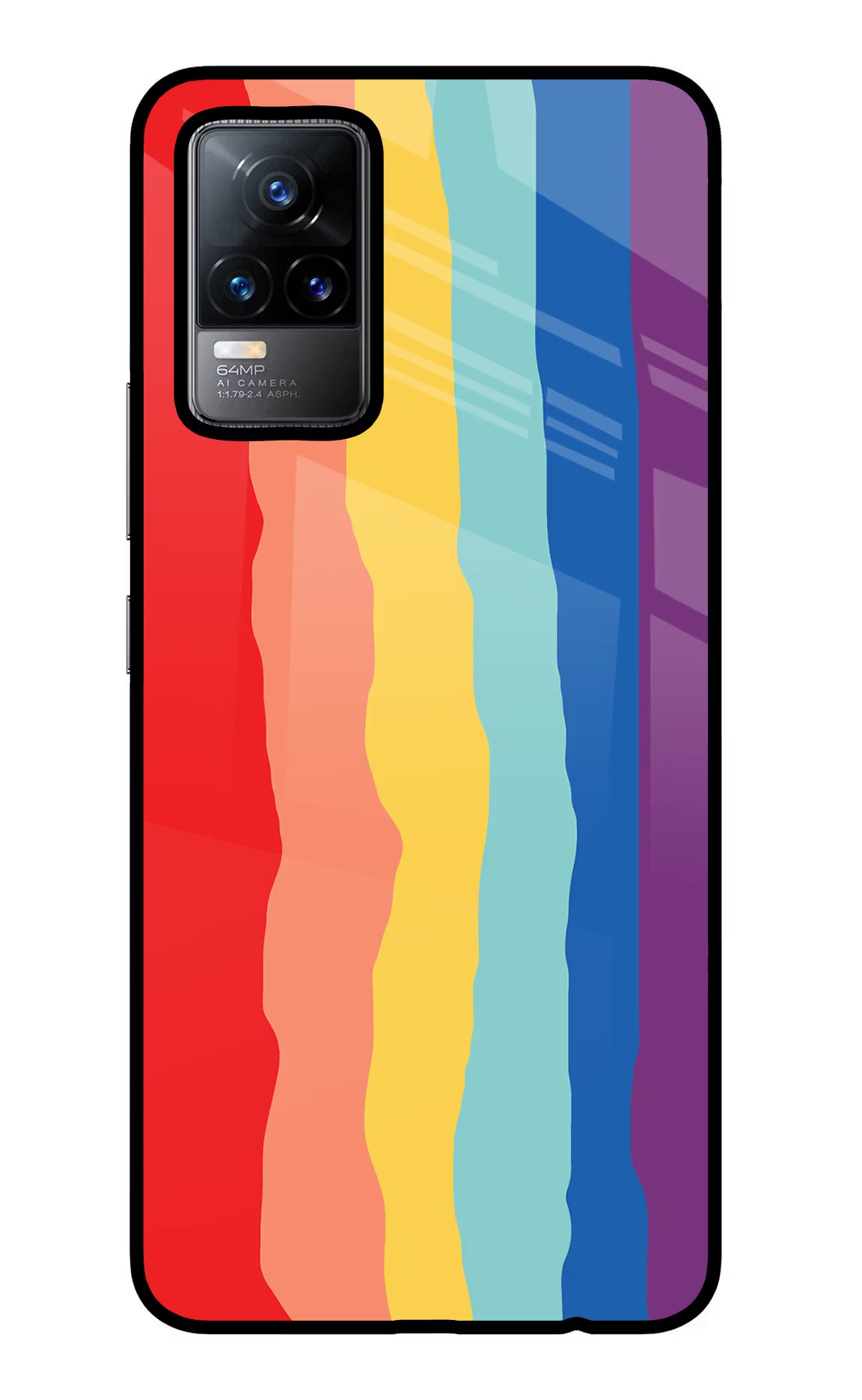 Rainbow Vivo Y73/V21E 4G Glass Case Back Cover by Casekaro