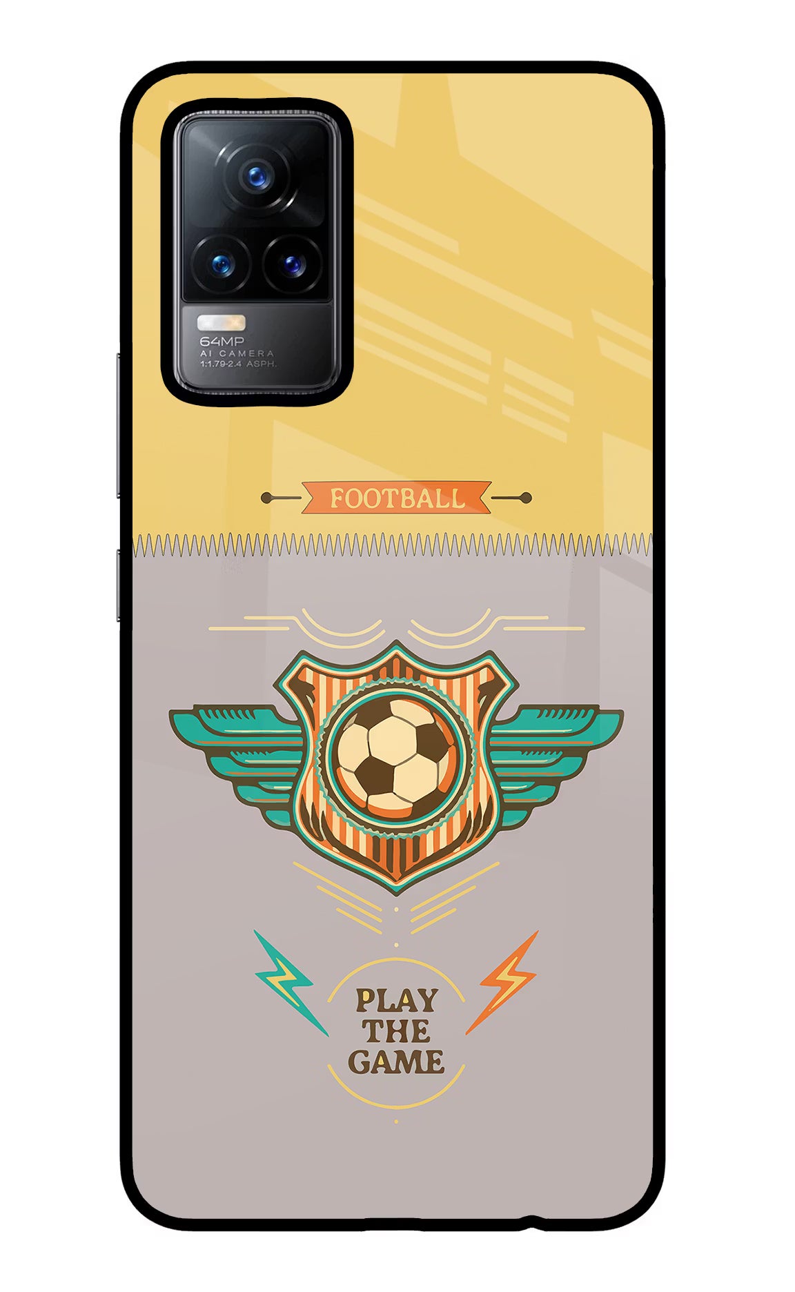 Football Vivo Y73/V21E 4G Glass Case Back Cover by Casekaro