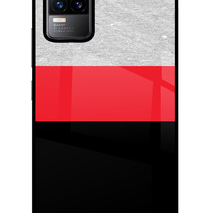 Tri Color Pattern Vivo Y73/V21E 4G Glass Case Back Cover by Casekaro