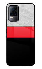 Tri Color Pattern Vivo Y73/V21E 4G Glass Case Back Cover by Casekaro