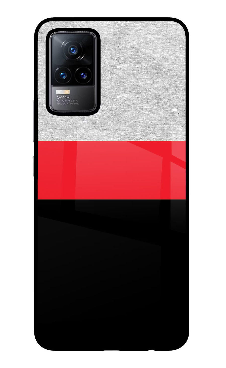 Tri Color Pattern Vivo Y73/V21E 4G Back Cover, Glass case