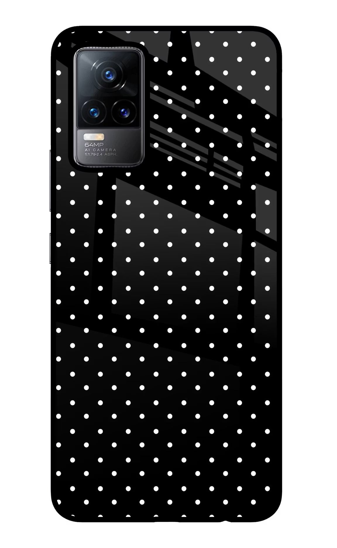 White Dots Vivo Y73/V21E 4G Glass Case Back Cover by Casekaro