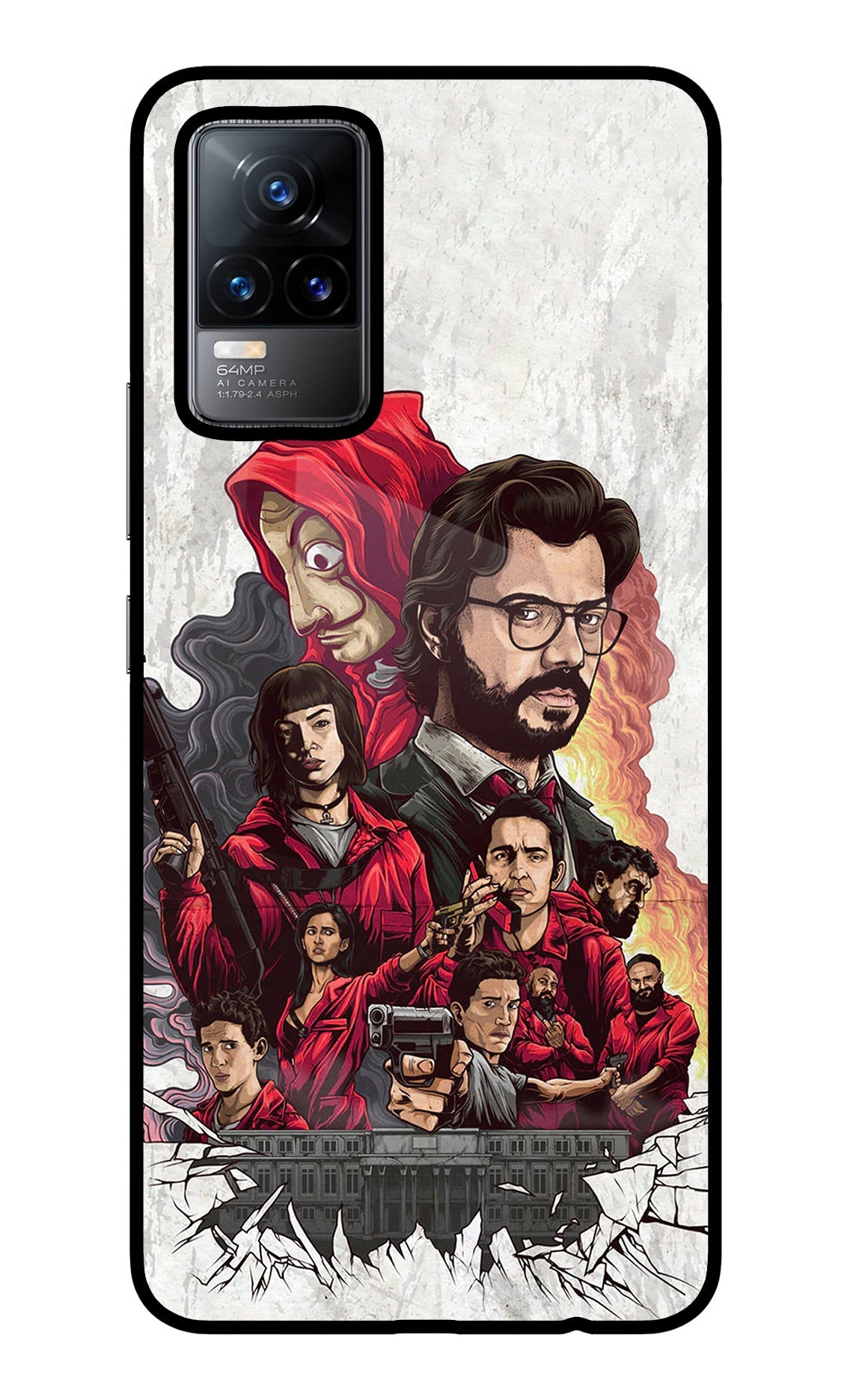 Money Heist Artwork Vivo Y73/V21E 4G Glass Case