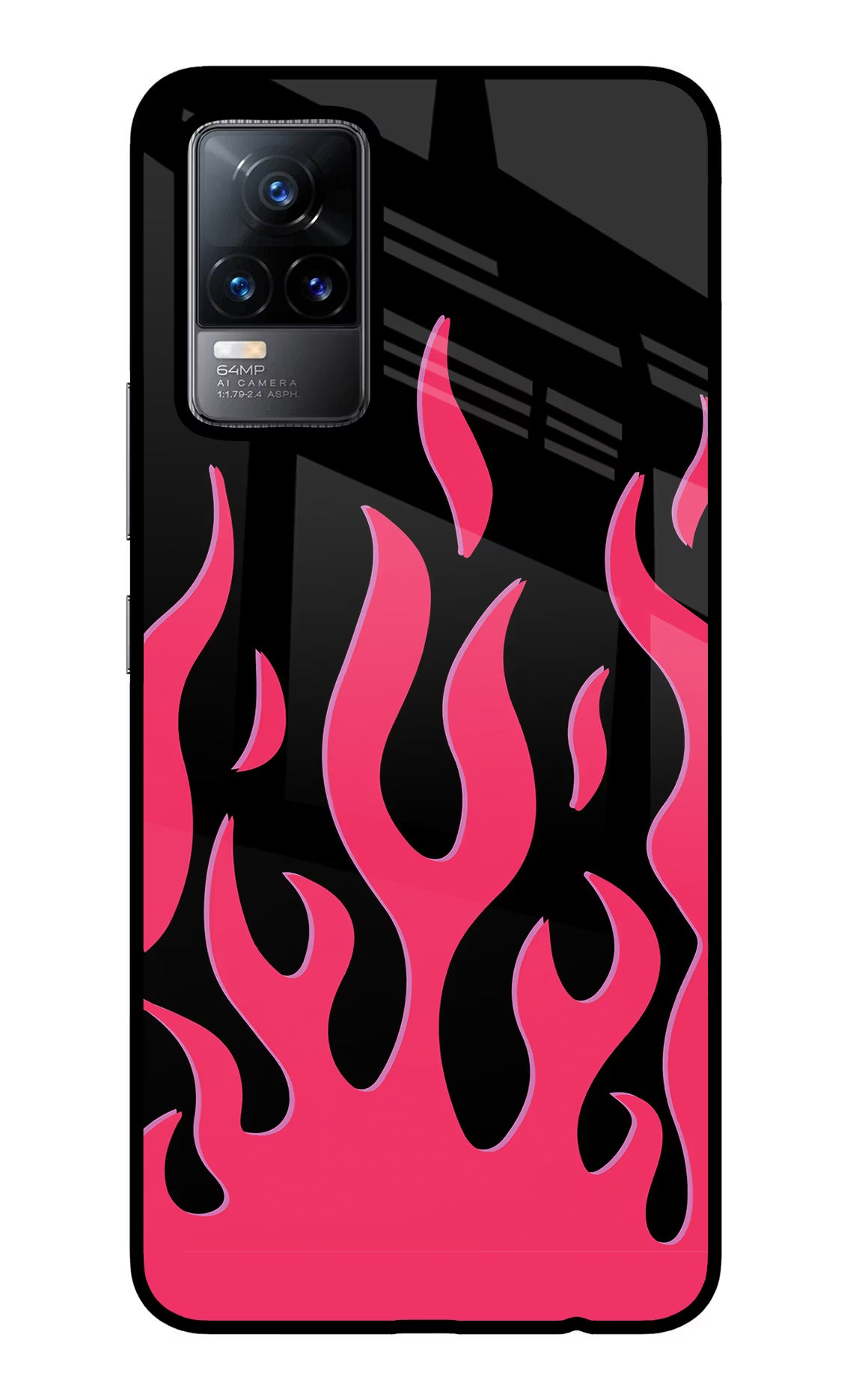 Fire Flames Vivo Y73/V21E 4G Glass Case Back Cover by Casekaro