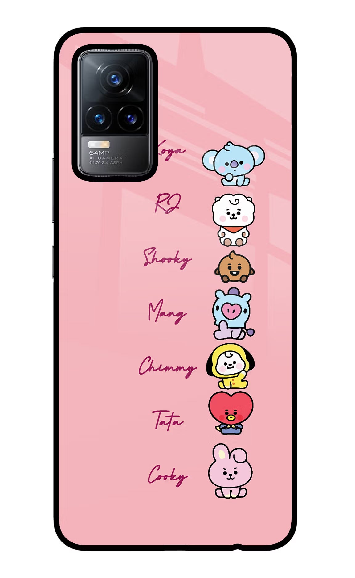 BTS names Vivo Y73/V21E 4G Glass Case Back Cover by Casekaro