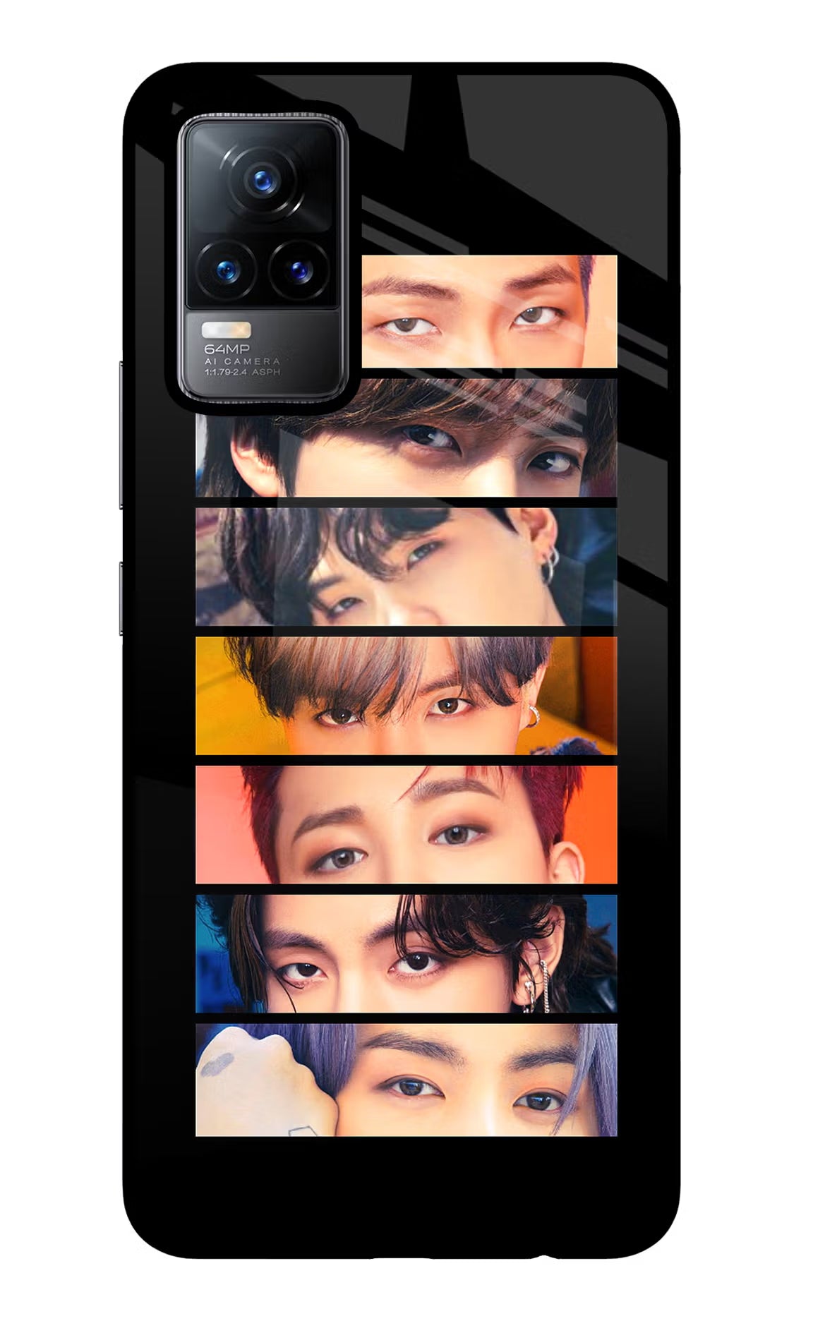BTS Eyes Vivo Y73/V21E 4G Glass Case Back Cover by Casekaro