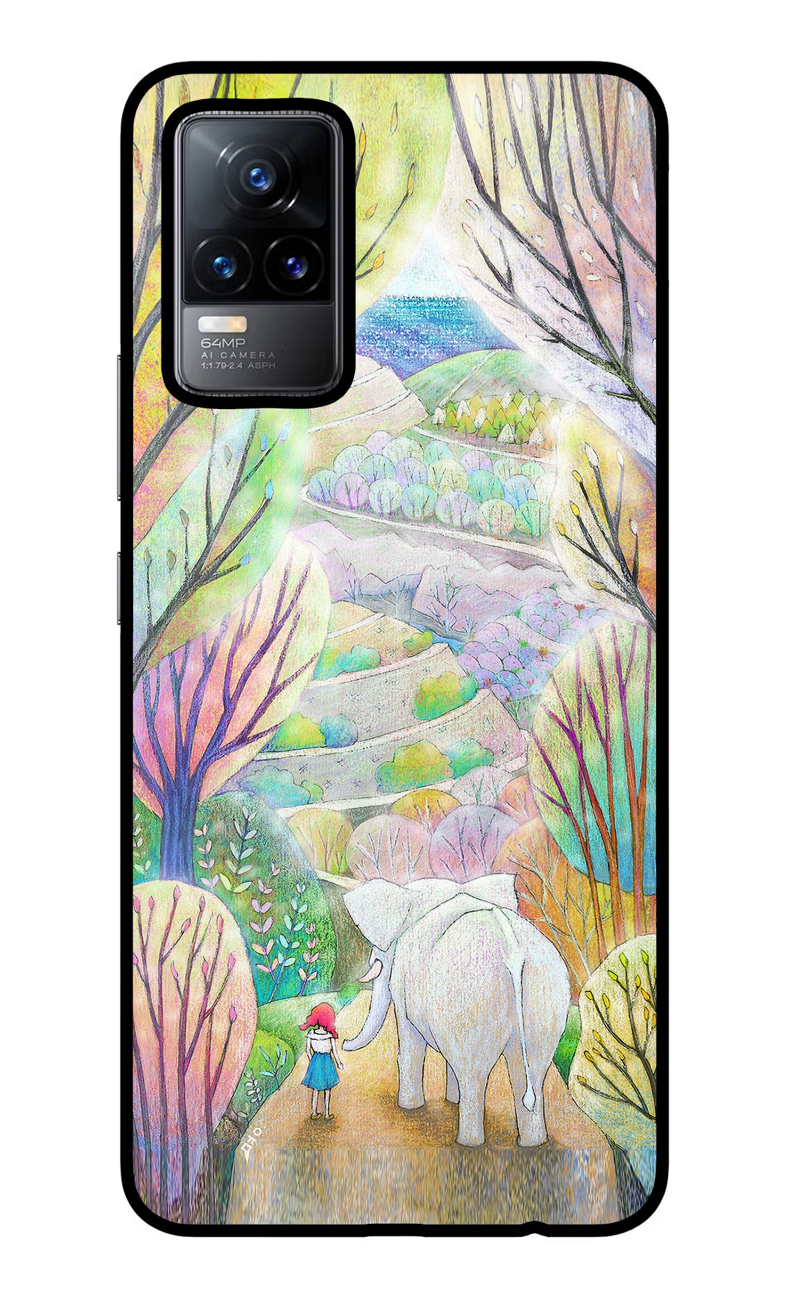 Nature Painting Vivo Y73/V21E 4G Glass Case Back Cover by Casekaro