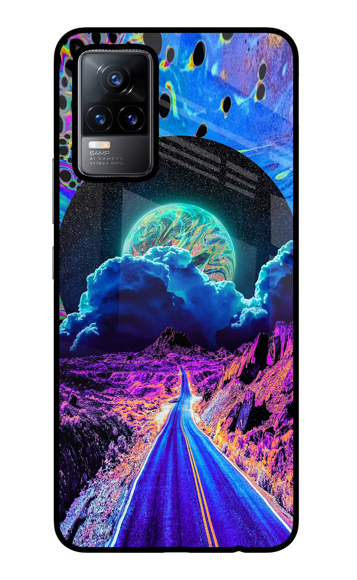 Psychedelic Painting Vivo Y73/V21E 4G Glass Case Back Cover by Casekaro