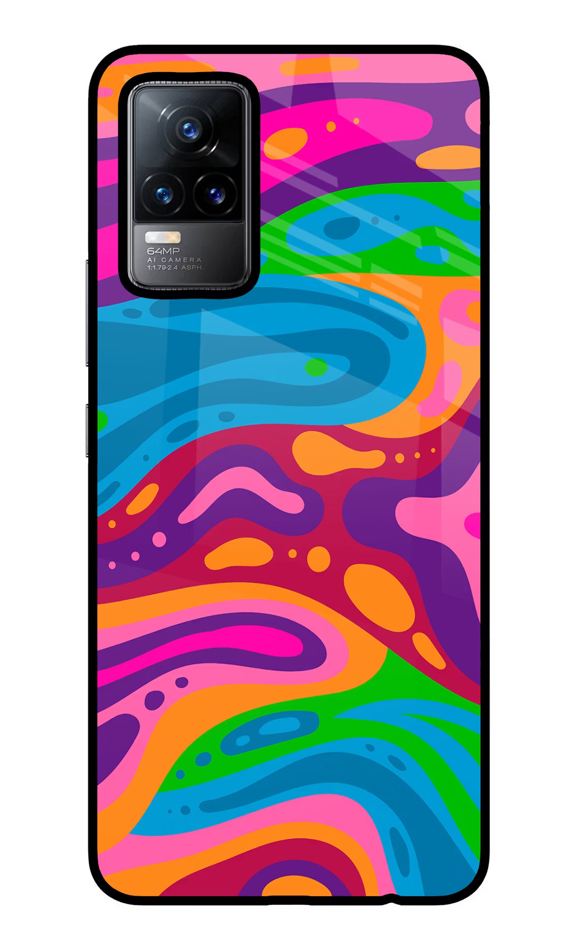 Trippy Pattern Vivo Y73/V21E 4G Glass Case Back Cover by Casekaro