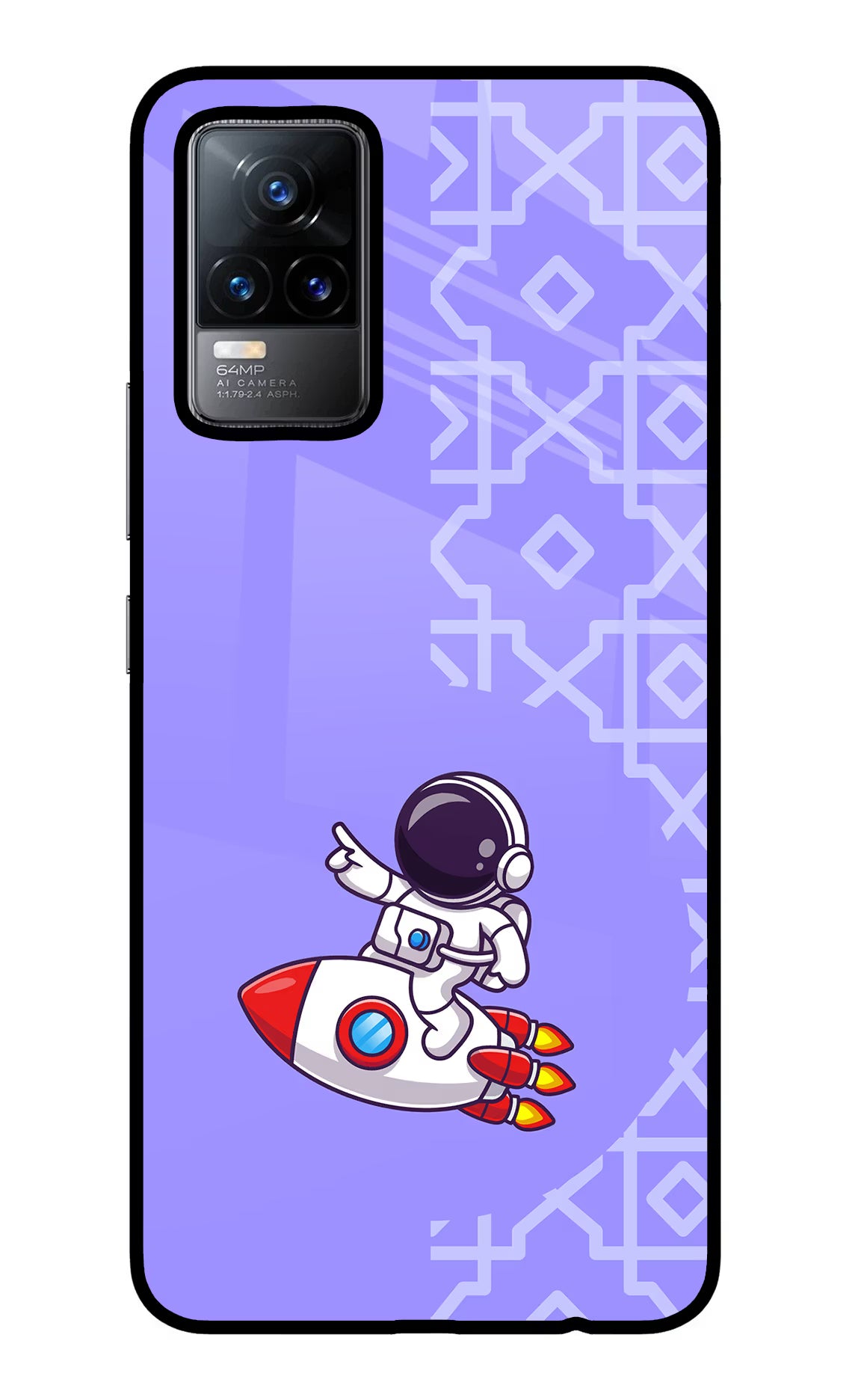 Cute Astronaut Vivo Y73/V21E 4G Glass Case Back Cover by Casekaro