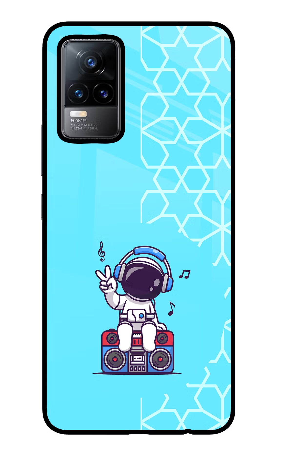 Cute Astronaut Chilling Vivo Y73/V21E 4G Glass Case Back Cover by Casekaro