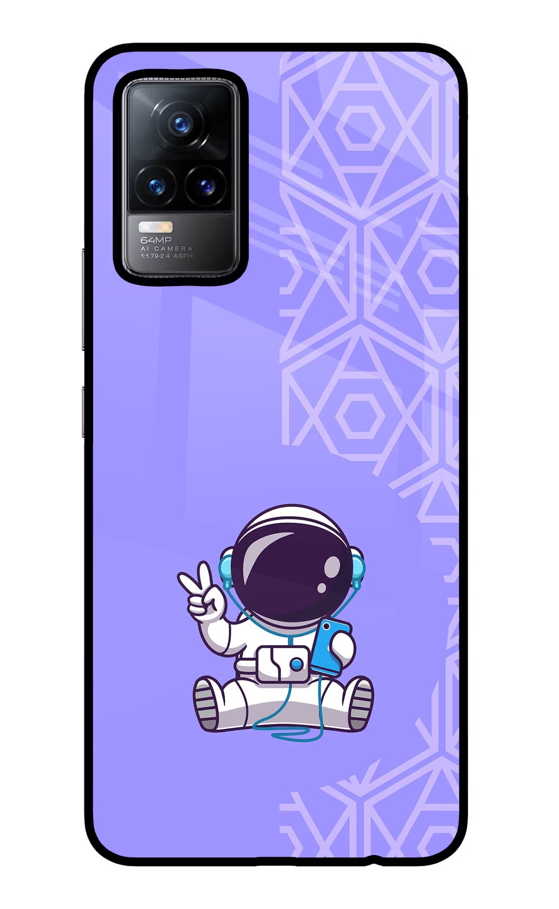 Cute Astronaut Chilling Vivo Y73/V21E 4G Glass Case Back Cover by Casekaro