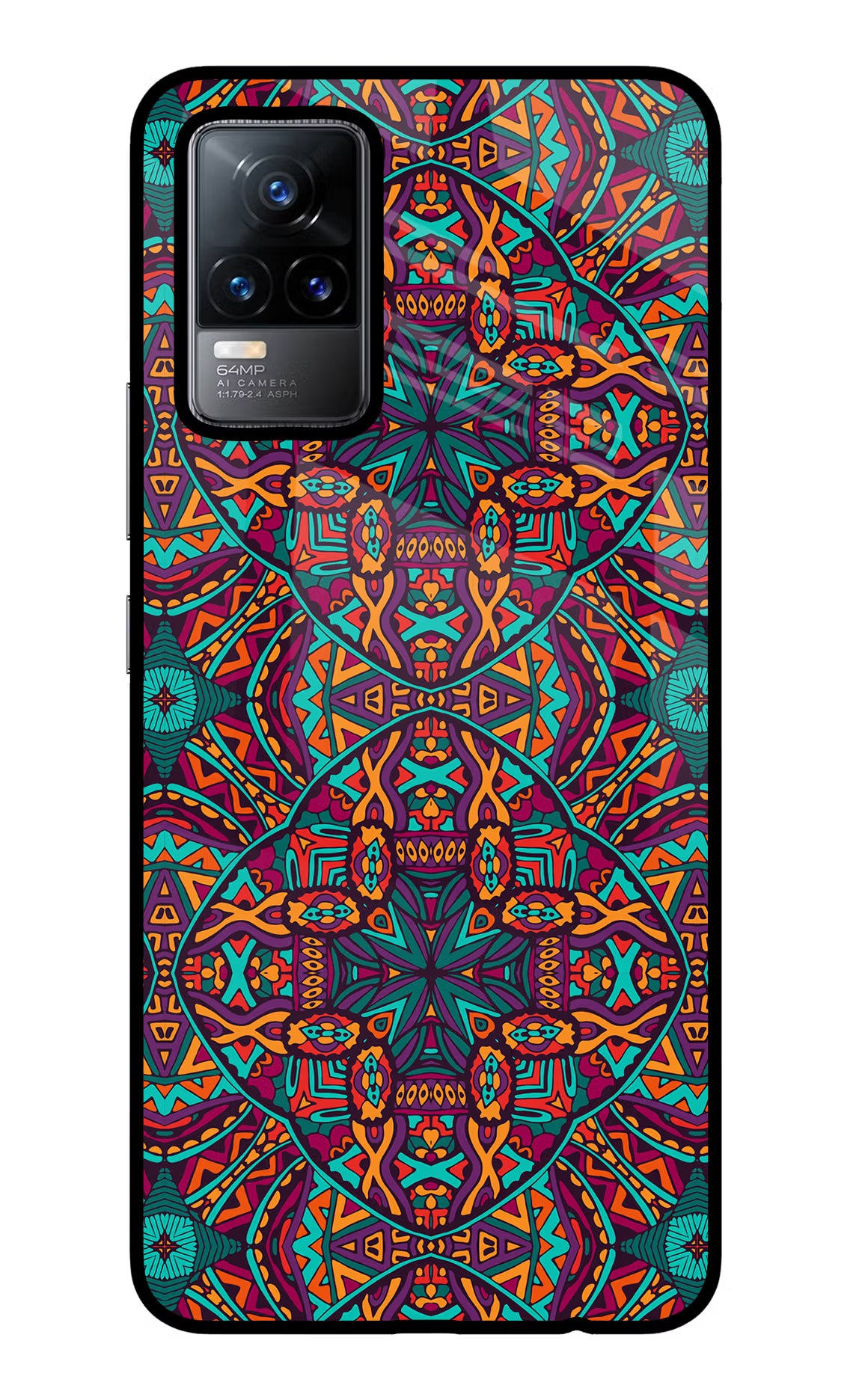 Colour Mandala Vivo Y73/V21E 4G Glass Case Back Cover by Casekaro