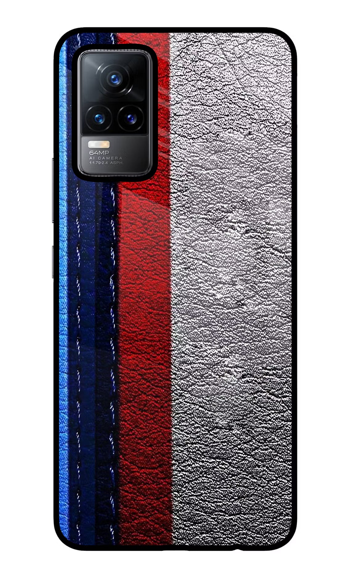 BMW Stripes Vivo Y73/V21E 4G Glass Case Back Cover by Casekaro