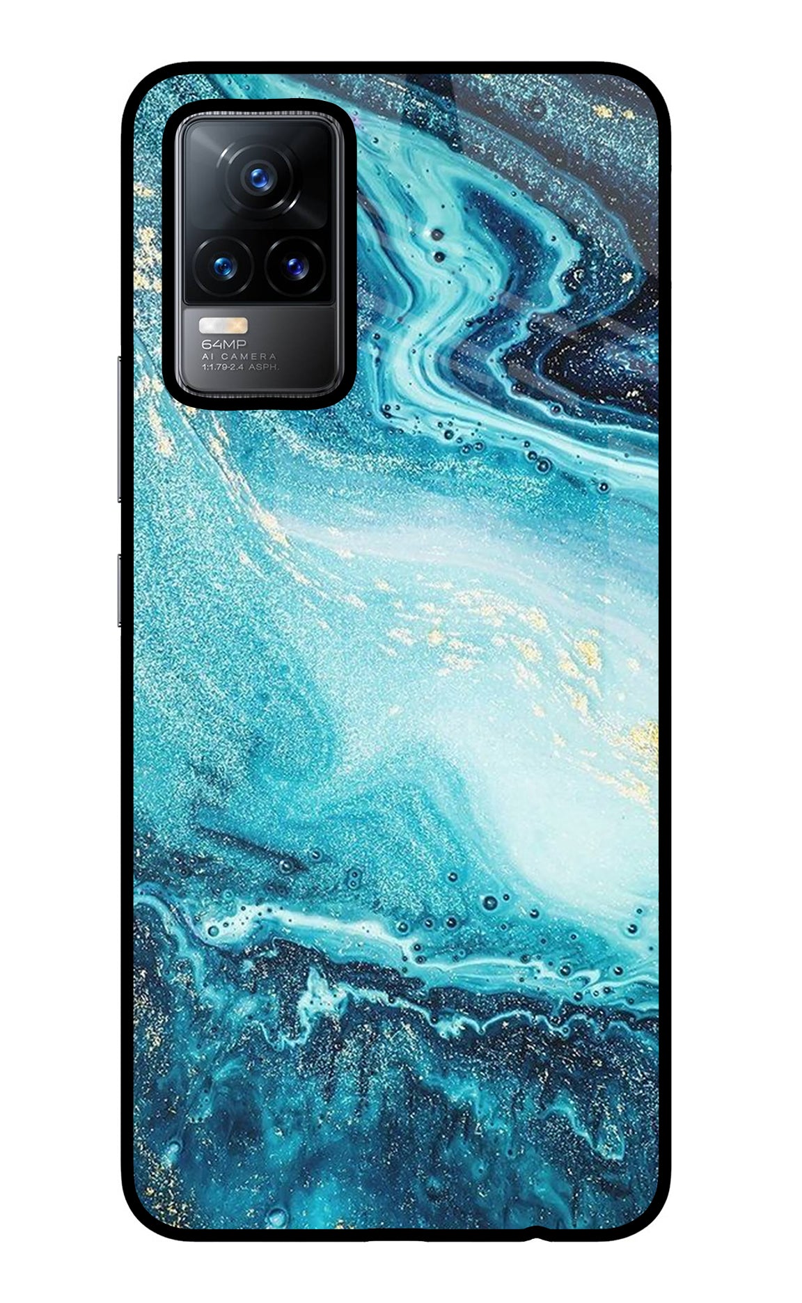 Blue Glitter Marble Vivo Y73/V21E 4G Back Cover