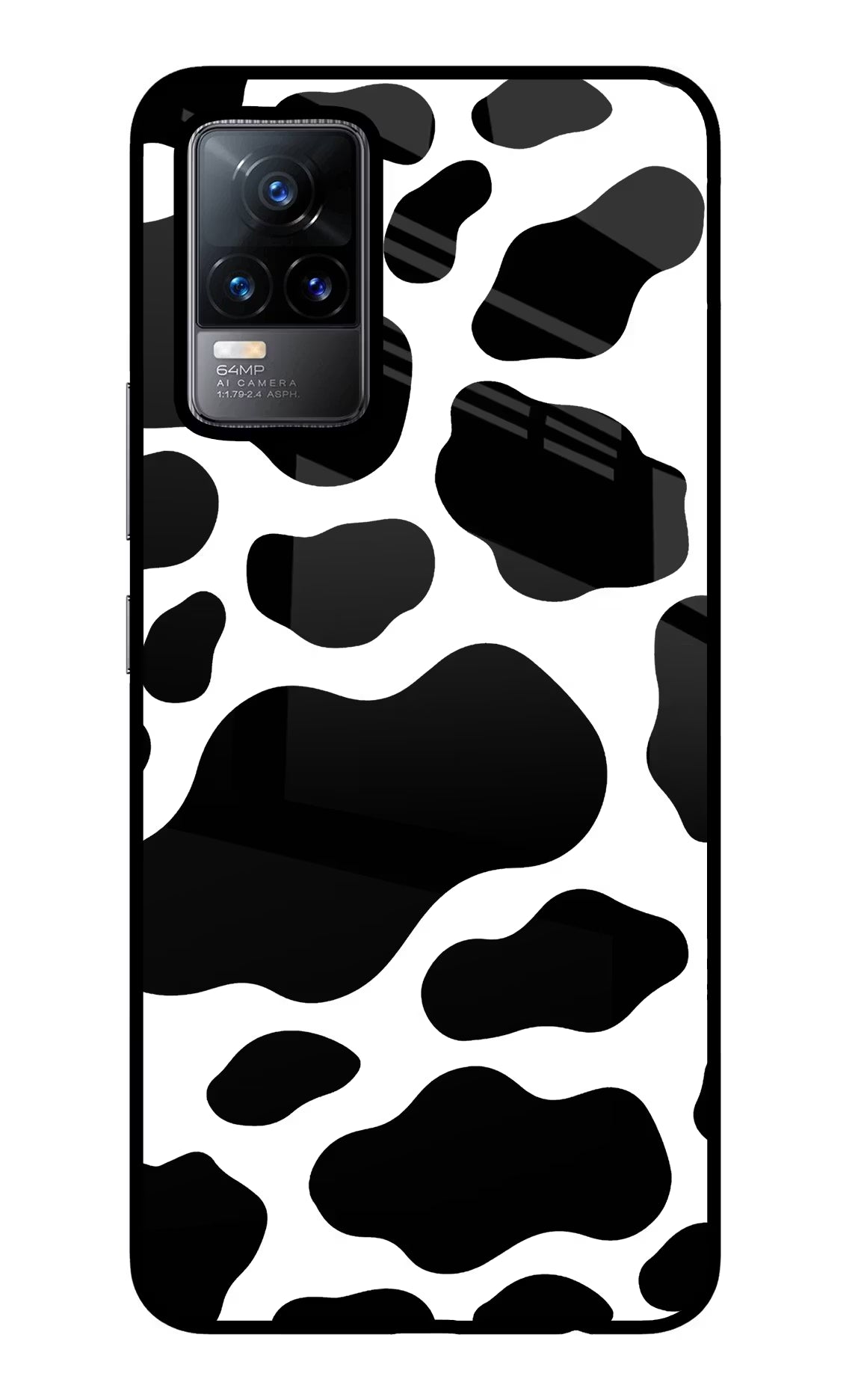 Cow Spots Vivo Y73/V21E 4G Glass Case Back Cover by Casekaro