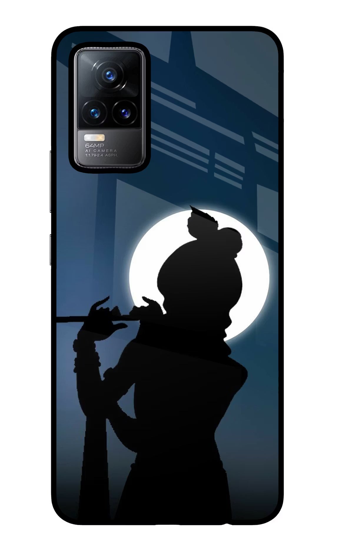 Shri Krishna Silhouette Vivo Y73/V21E 4G Glass Case Back Cover by Casekaro