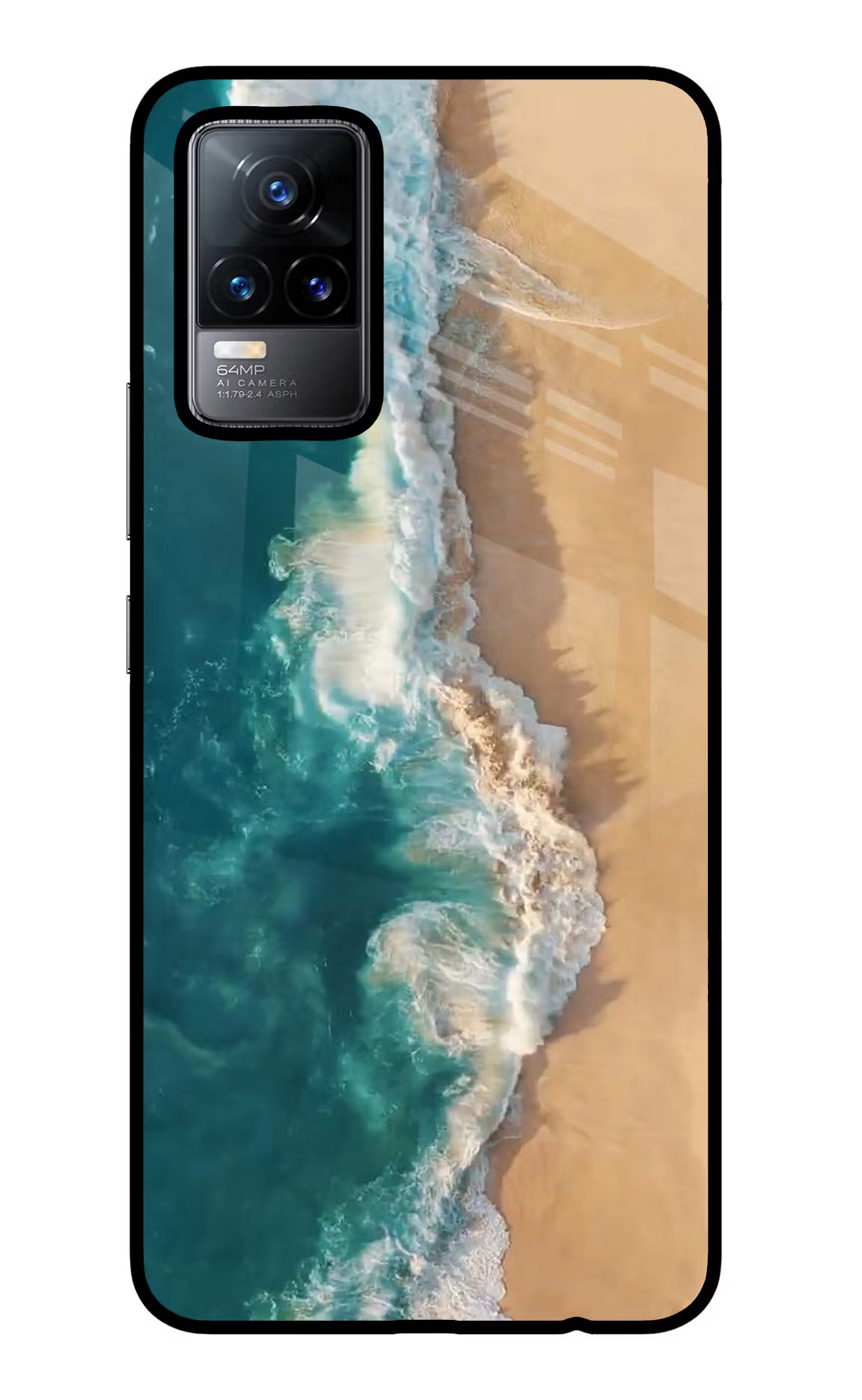 Ocean Beach Vivo Y73/V21E 4G Glass Case Back Cover by Casekaro