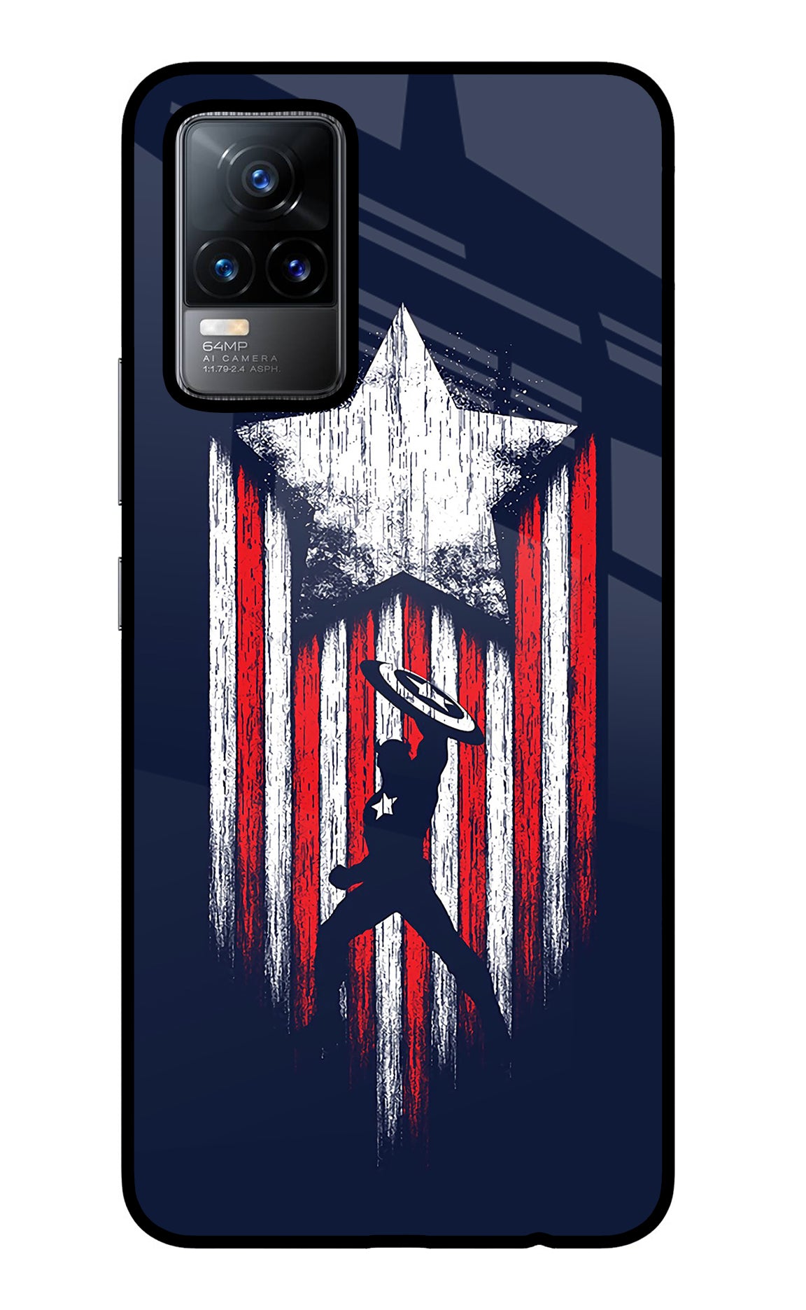 Captain America Marvel Art Vivo Y73/V21E 4G Glass Case