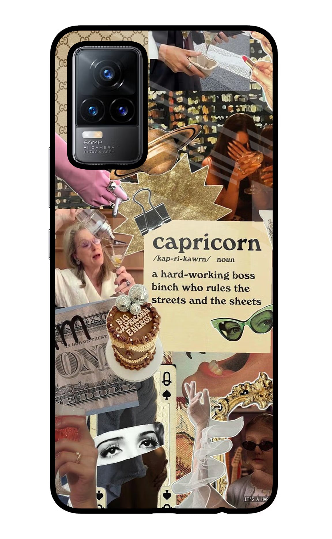 Capricorn Zodiac Vivo Y73/V21E 4G Glass Case Back Cover by Casekaro