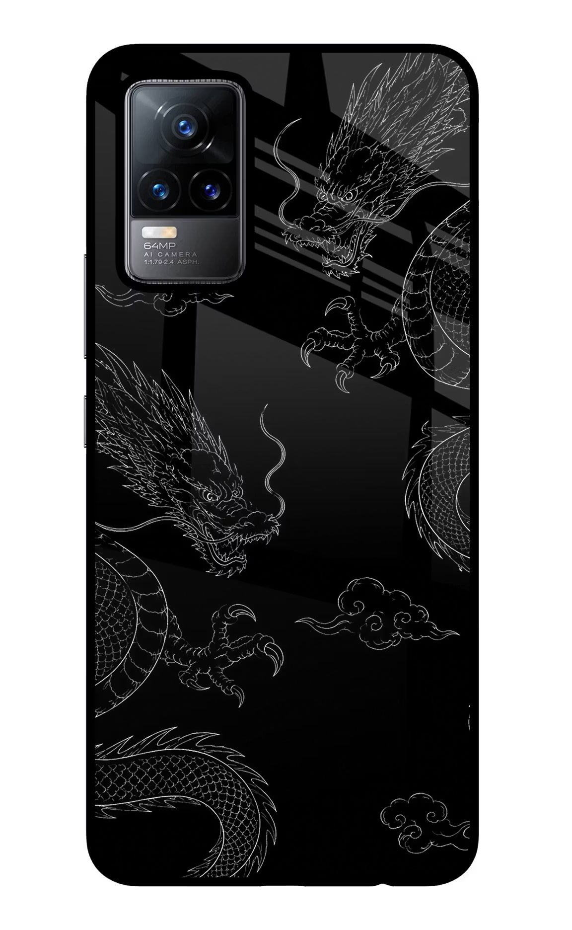 Twin Dragons Vivo Y73/V21E 4G Glass Case Back Cover by Casekaro