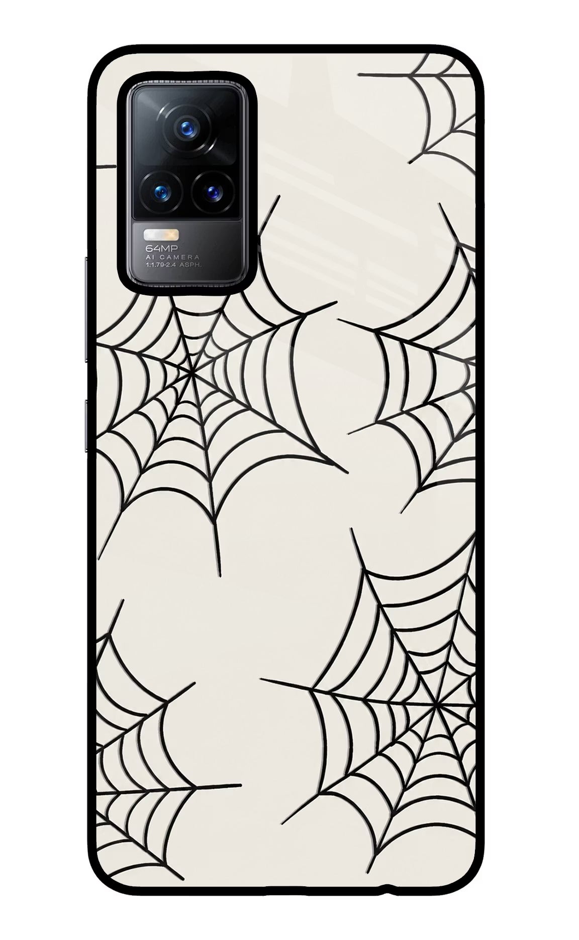 Spider Web Vivo Y73/V21E 4G Glass Case Back Cover by Casekaro