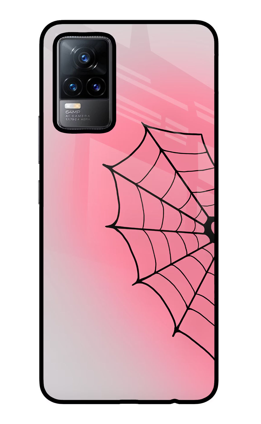 Pink Web Vivo Y73/V21E 4G Back Cover, Glass case