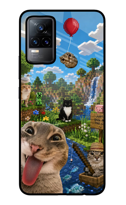 Minecraft Cat Chaos Vivo Y73/V21E 4G Glass Case