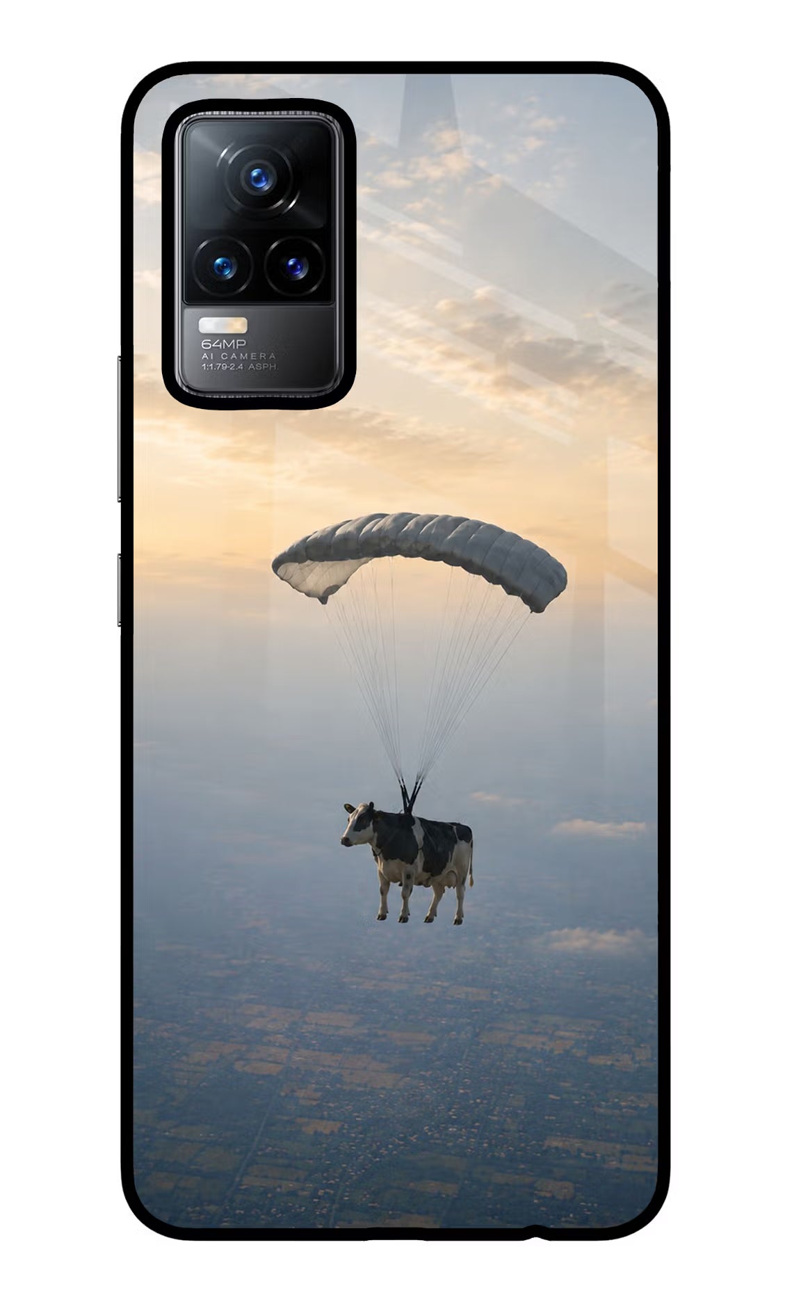 Skydiving Cow Vivo Y73/V21E 4G Glass Case