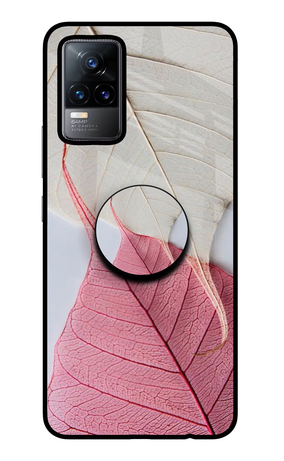 White Pink Leaf Vivo Y73/V21E 4G Pop Case by Casekaro