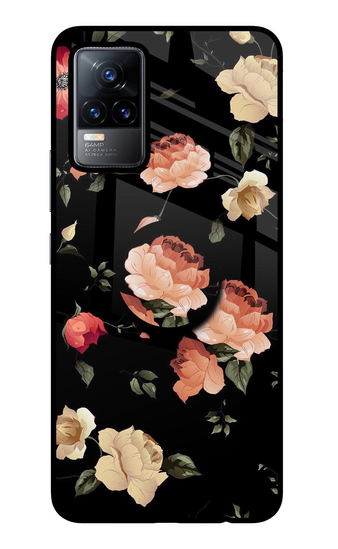 Flowers Vivo Y73/V21E 4G Glass Case