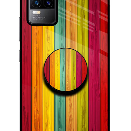 Multicolor Wooden Vivo Y73/V21E 4G Pop Case by Casekaro