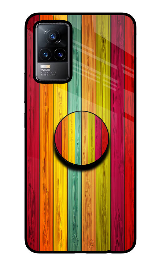 Multicolor Wooden Vivo Y73/V21E 4G Glass Case