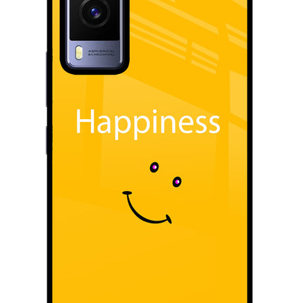 Happiness With Smiley Vivo V21E 5G Glass Case Back Cover by Casekaro