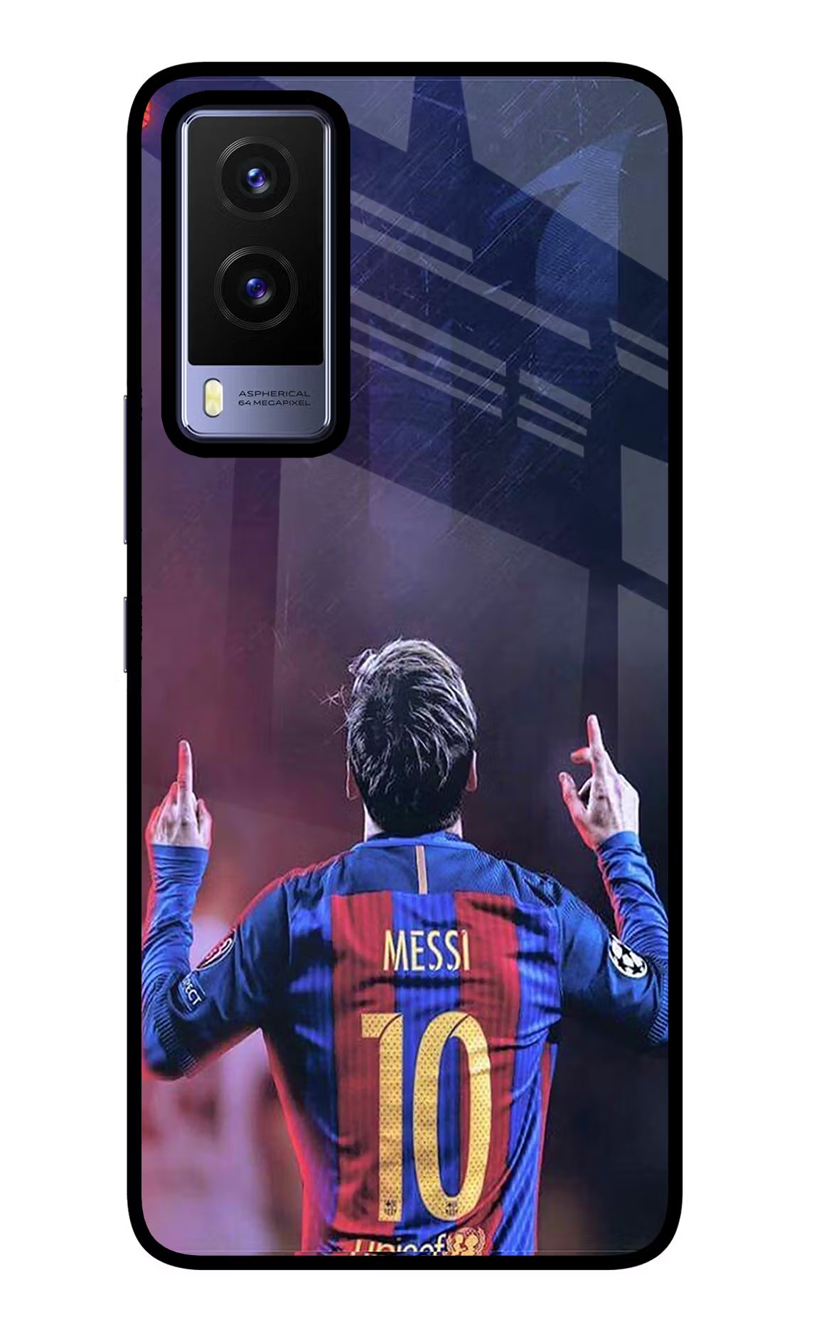 Messi Vivo V21E 5G Glass Case Back Cover by Casekaro