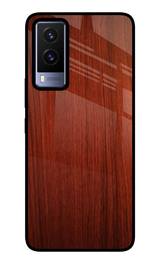 Wooden Plain Pattern Vivo V21E 5G Glass Case