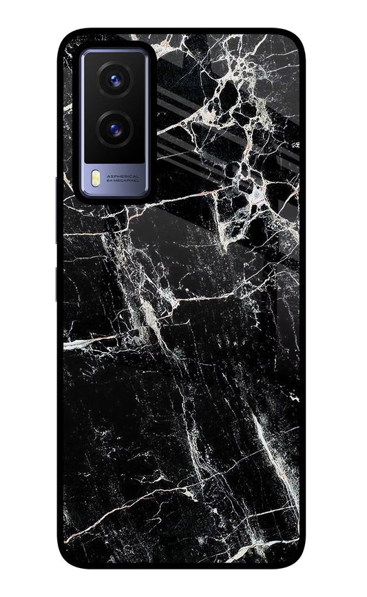 Black Marble Texture Vivo V21E 5G Glass Case