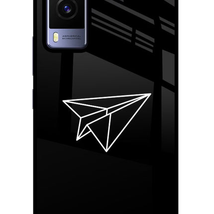Paper Plane White Vivo V21E 5G Glass Case Back Cover by Casekaro