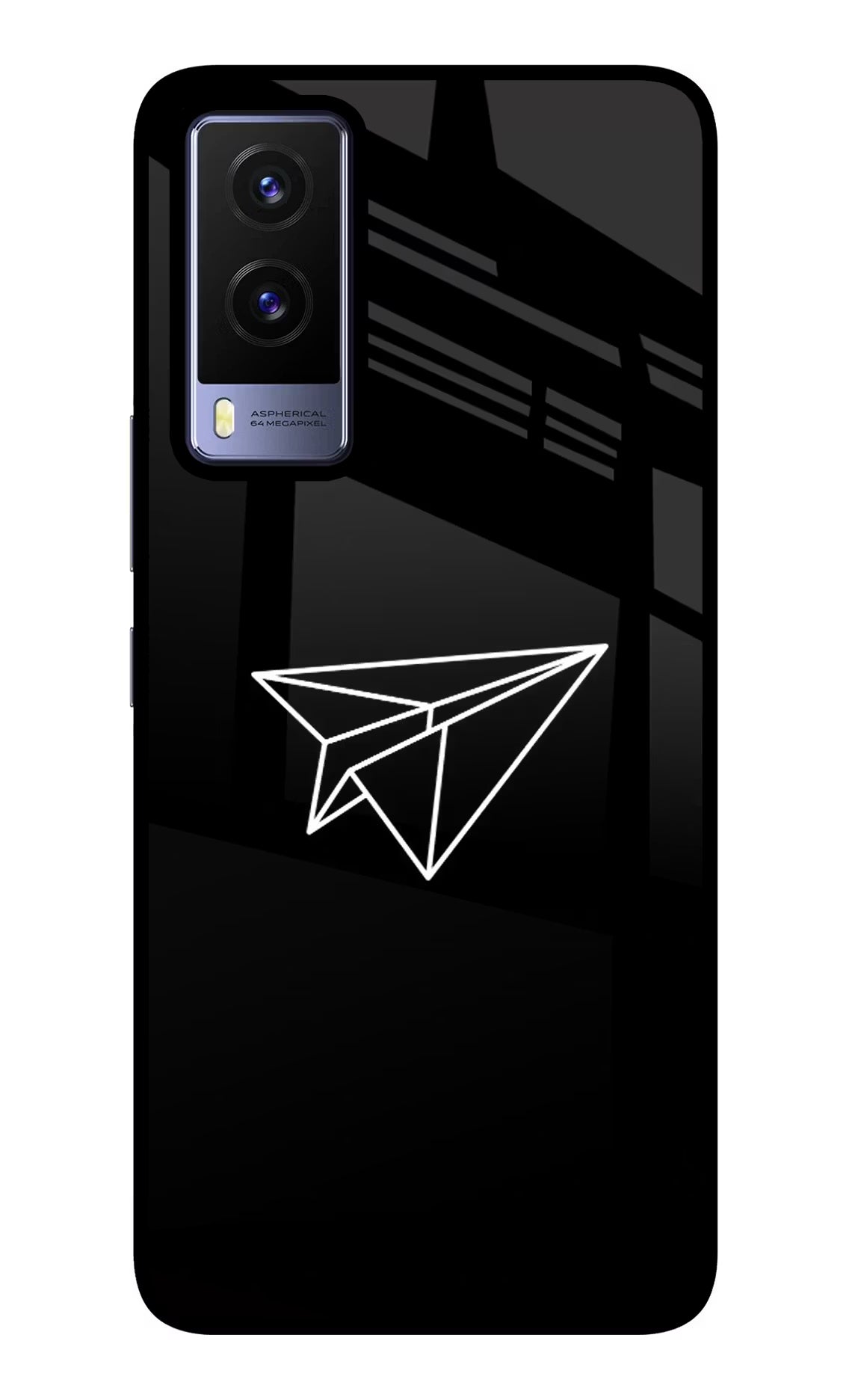 Paper Plane White Vivo V21E 5G Glass Case Back Cover by Casekaro