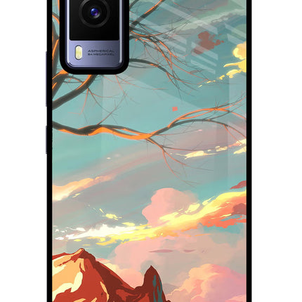 Scenery Vivo V21E 5G Glass Case Back Cover by Casekaro