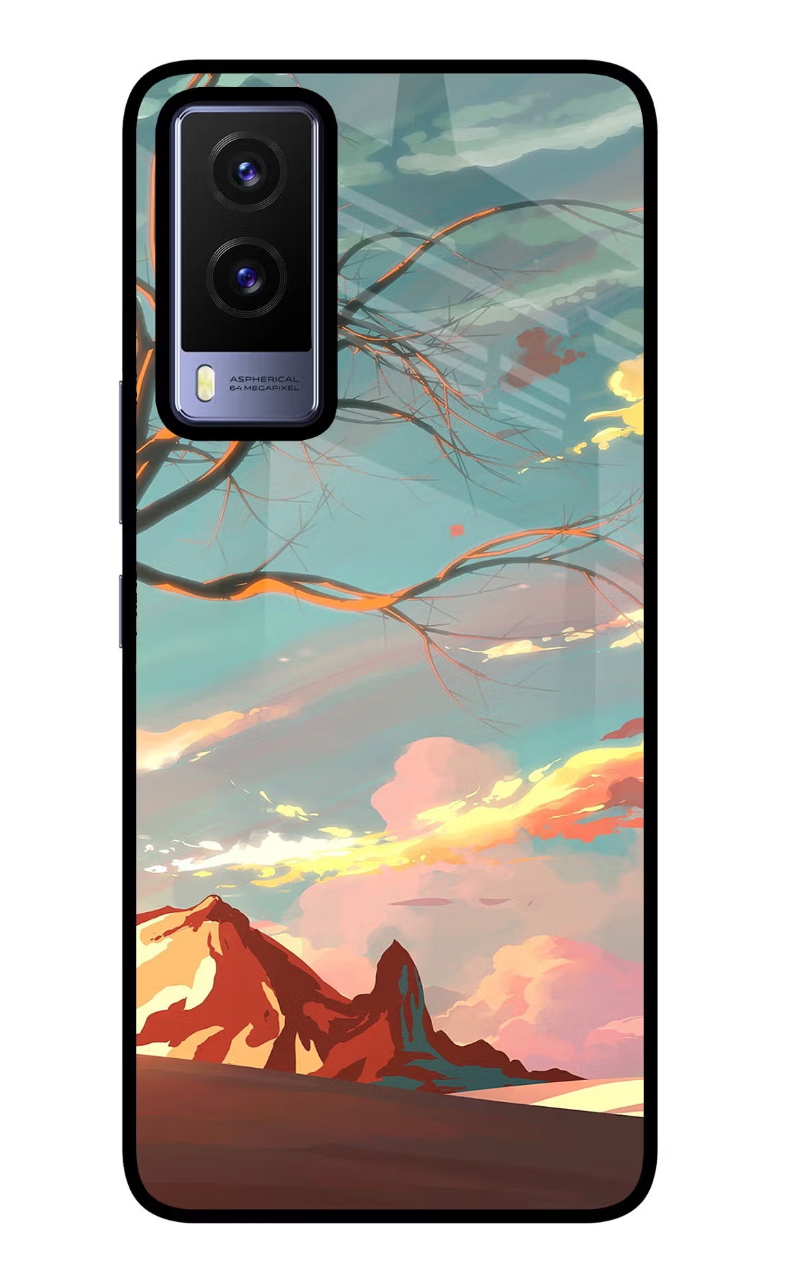Scenery Vivo V21E 5G Glass Case Back Cover by Casekaro