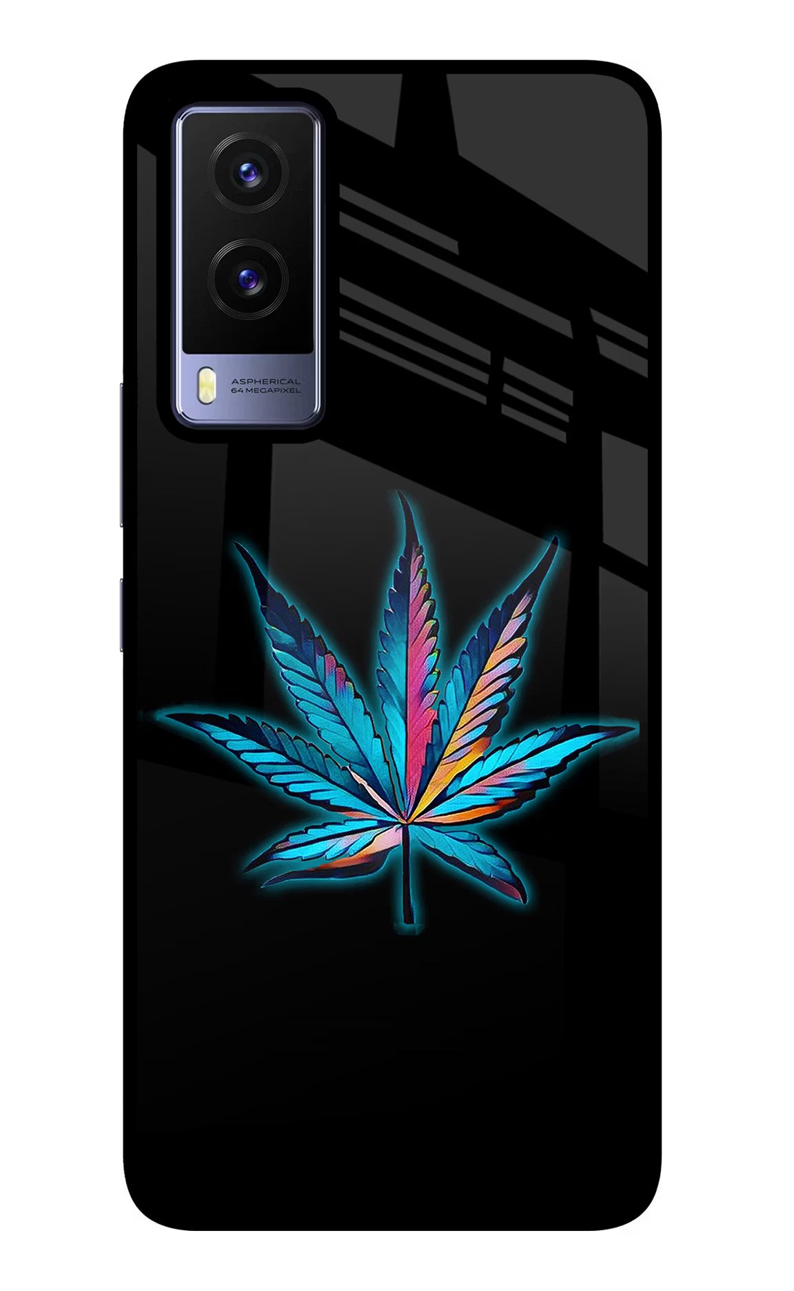 Weed Vivo V21E 5G Glass Case Back Cover by Casekaro
