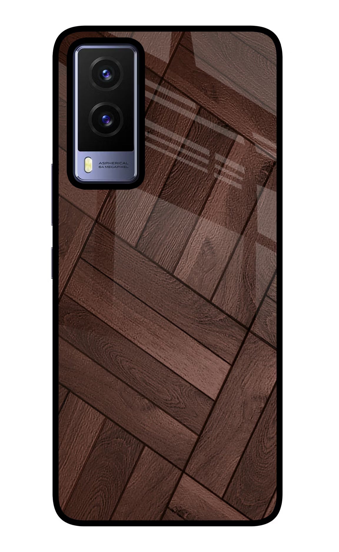 Wooden Texture Design Vivo V21E 5G Glass Case Back Cover by Casekaro
