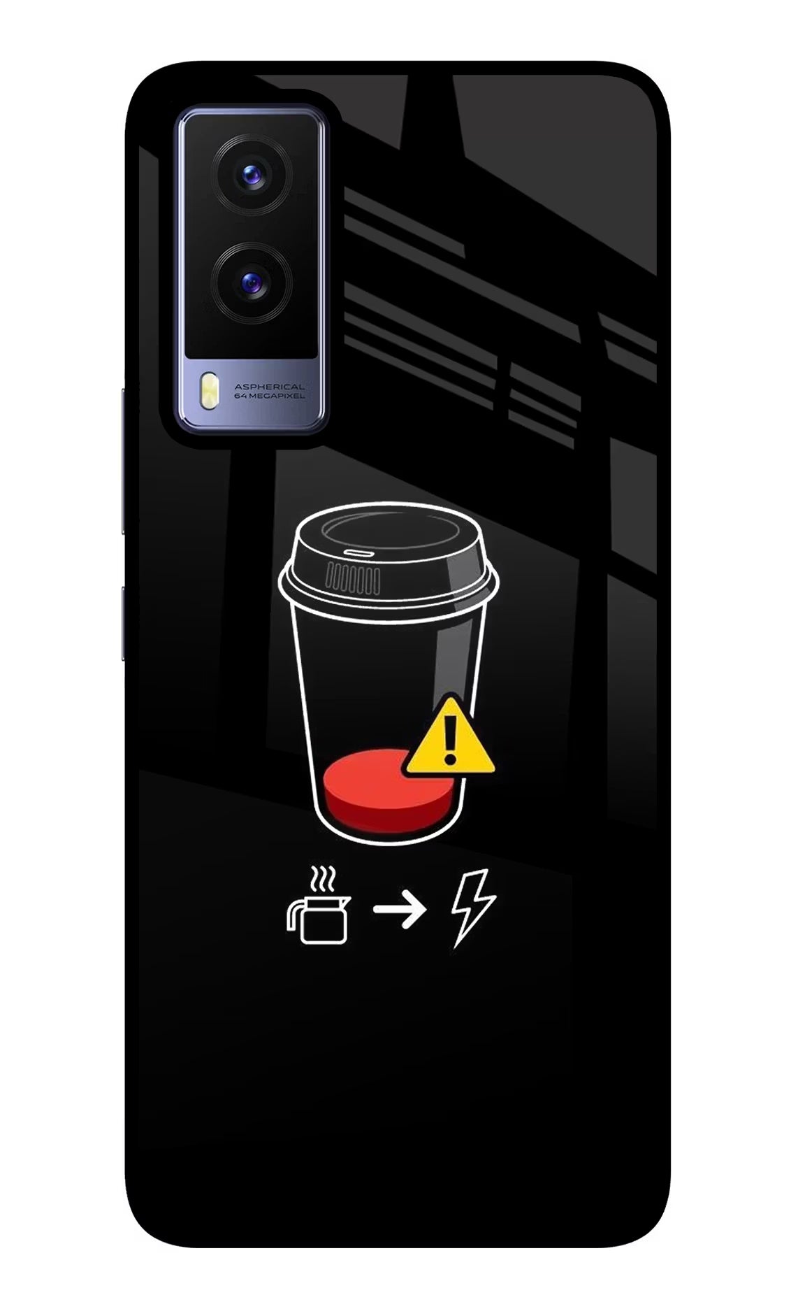 Coffee Vivo V21E 5G Glass Case Back Cover by Casekaro